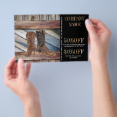 cowboylaarzen in vintage boerderijhout western mod flyer (Hand)
