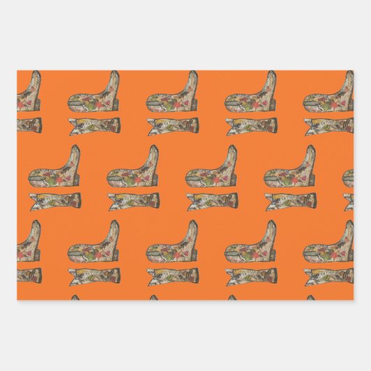 Cowboylaarzen Inpakpapier Plat Vel Set van 3 (Voorkant 3)