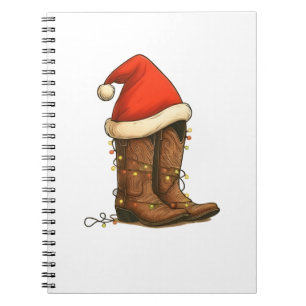 Cowboylaarzen Kerstmis Western Kerstman Hoed Notitieboek