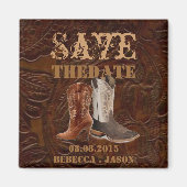  cowboylaarzen land bruiloft Save The Date Magneet (Voorkant)