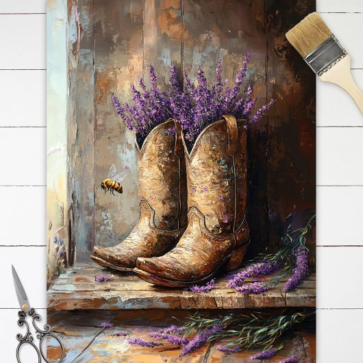 Cowboylaarzen Lavendel Honey Bee Decoupage Tissuepapier