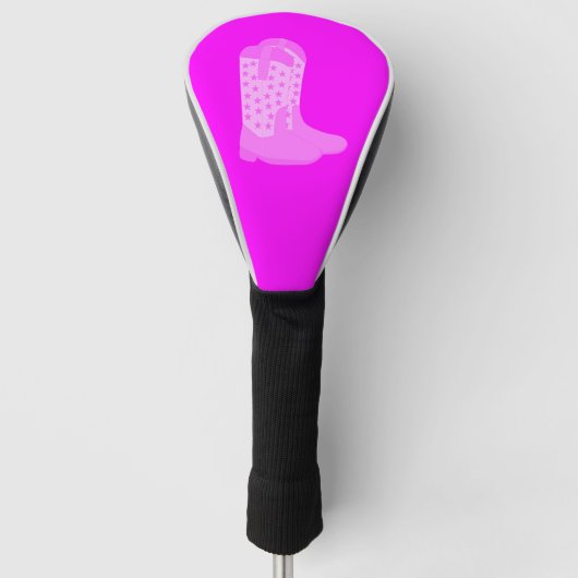 Cowboylaarzen met roze sterren golfheadcover (Voorkant)