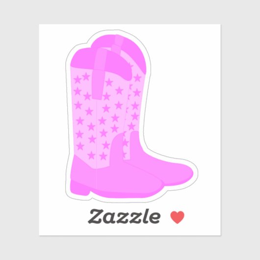 Cowboylaarzen met roze sterren sticker (Vel)