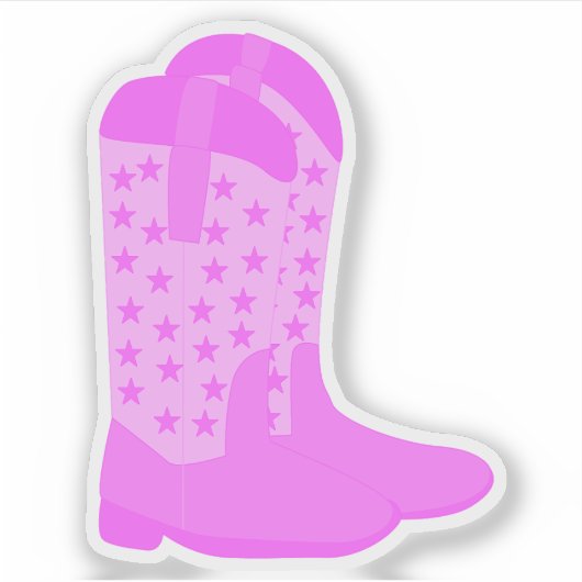 Cowboylaarzen met roze sterren sticker (Voorkant)