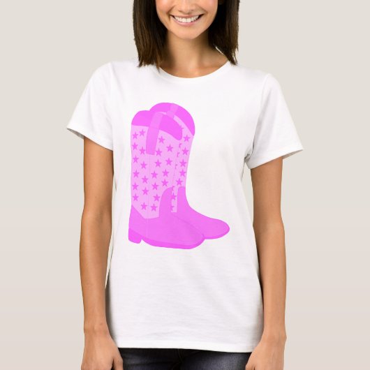Cowboylaarzen met roze sterren t-shirt (Voorkant)