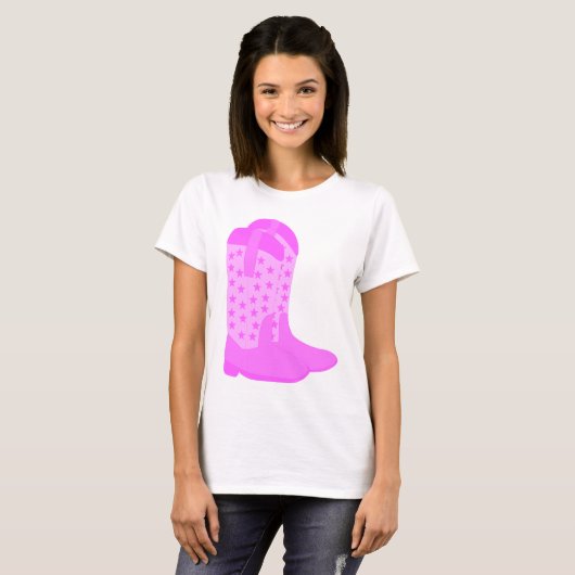 Cowboylaarzen met roze sterren t-shirt (Voorkant volledig)