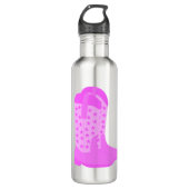 Cowboylaarzen met roze sterren waterfles  (Voorkant)