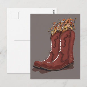 Cowboylaarzen Met Wilde Bloemen Briefkaart
