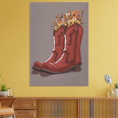 Cowboylaarzen met wilde bloemen canvas afdruk (Insitu (Woonkamer))