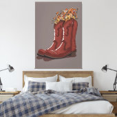 Cowboylaarzen met wilde bloemen canvas afdruk (Insitu (Slaapkamer))