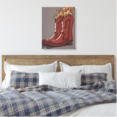 Cowboylaarzen Met Wilde Bloemen Canvas Afdruk (Insitu (Slaapkamer))