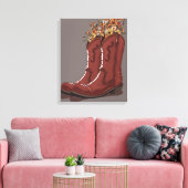 Cowboylaarzen Met Wilde Bloemen Canvas Afdruk (Insitu (Woonkamer))