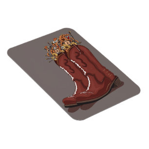 Cowboylaarzen Met Wilde Bloemen Magneet