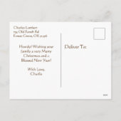 Cowboylaarzen op de veranda op een winterdag feestdagenkaart (Achterkant)