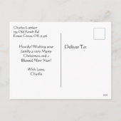 Cowboylaarzen op de veranda op een winterdag feestdagenkaart (Achterkant)