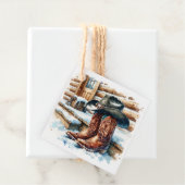 Cowboylaarzen op de voordeur Kerstmis Bedankjes Labels (In situ)