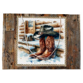 Cowboylaarzen op de voordeur Kerstmis Groot Cadeauzakje (Achterkant)