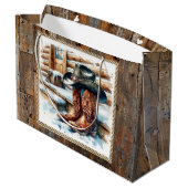 Cowboylaarzen op de voordeur Kerstmis Groot Cadeauzakje (Achterkant Gekanteld)