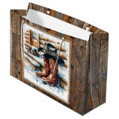 Cowboylaarzen op de voordeur Kerstmis Groot Cadeauzakje (Voorkant Gekanteld)