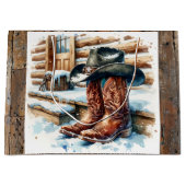 Cowboylaarzen op de voordeur Kerstmis Groot Cadeauzakje (Voorkant)