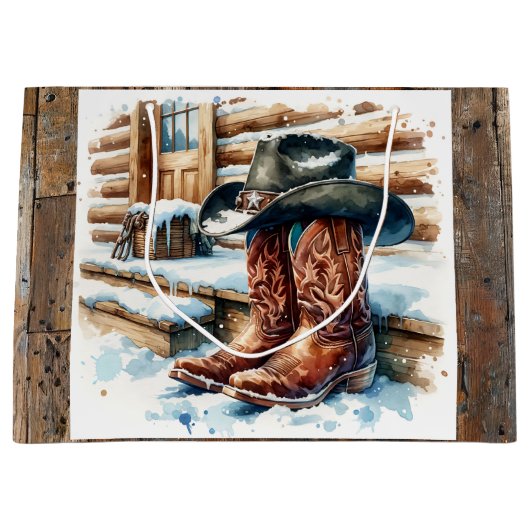 Cowboylaarzen op de voordeur Kerstmis Groot Cadeauzakje (Voorkant)