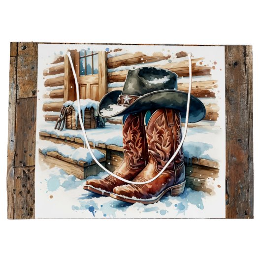 Cowboylaarzen op de voordeur Kerstmis Groot Cadeauzakje (Achterkant)