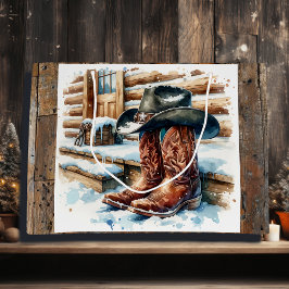 Cowboylaarzen op de voordeur Kerstmis Groot Cadeauzakje