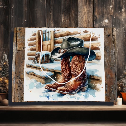 Cowboylaarzen op de voordeur Kerstmis Groot Cadeauzakje