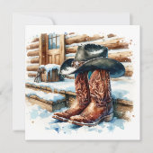 Cowboylaarzen op de voordeur Kerstmis Kaart (Voorkant)