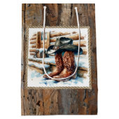 Cowboylaarzen op de voordeur Kerstmis Medium Cadeauzakje (Achterkant)