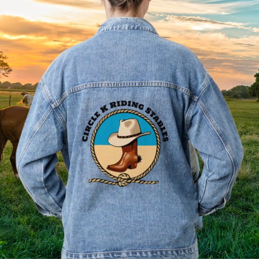 Cowboylaarzen Rijstallen Blauw Denim Jean Jas Denim Jacket