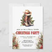 Cowboylaarzen Rood Groen Kerst Uitnodiging (Voorkant)