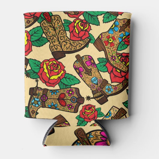 Cowboylaarzen & Rozen:  design. Blikjeskoeler (Voorkant)