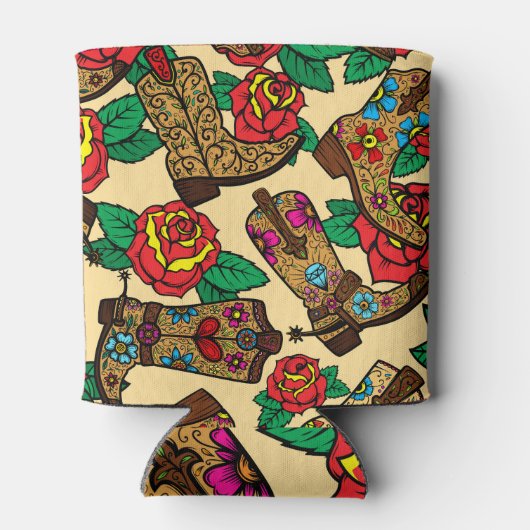 Cowboylaarzen & Rozen: design. Blikjeskoeler (Achterkant)