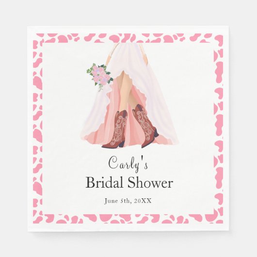 Cowboylaarzen & Trouwjurk Bruidsdouche Servet (Voorkant)