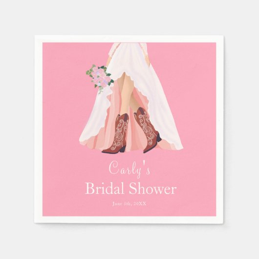 Cowboylaarzen & Trouwjurk Bruidsdouche Servet (Voorkant)