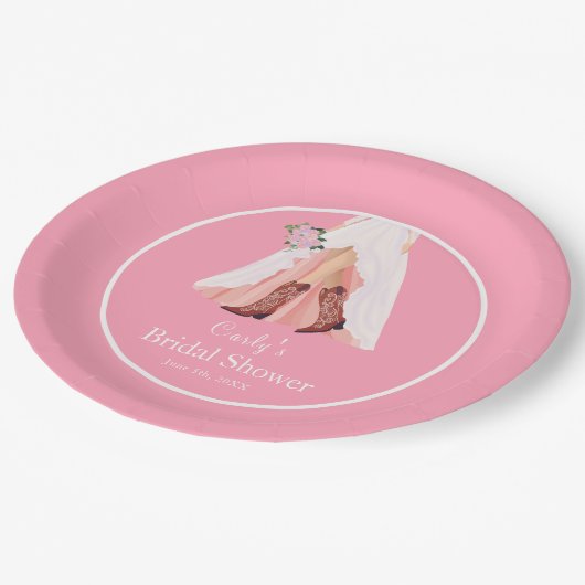 Cowboylaarzen & Trouwjurk Bruidsfeest Papieren Bordje (Gekanteld)