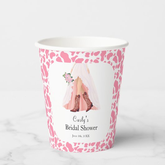 Cowboylaarzen & Trouwjurk Bruidsmeisjesfeest Papieren Bekers (Voorkant)