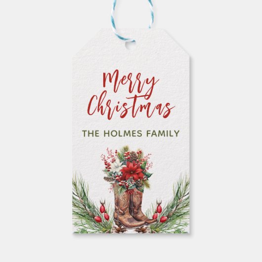 Cowboylaarzen Vrolijk kerstcadeau Labels Cadeaulabel (Achterkant)