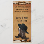 cowboylaarzen western gepersonaliseerde menukaarte menu (Achterkant)