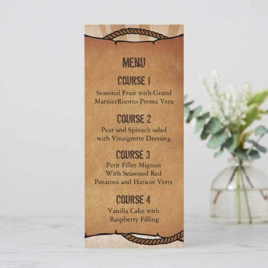 cowboylaarzen western gepersonaliseerde menukaarte menu (Staand voorkant)