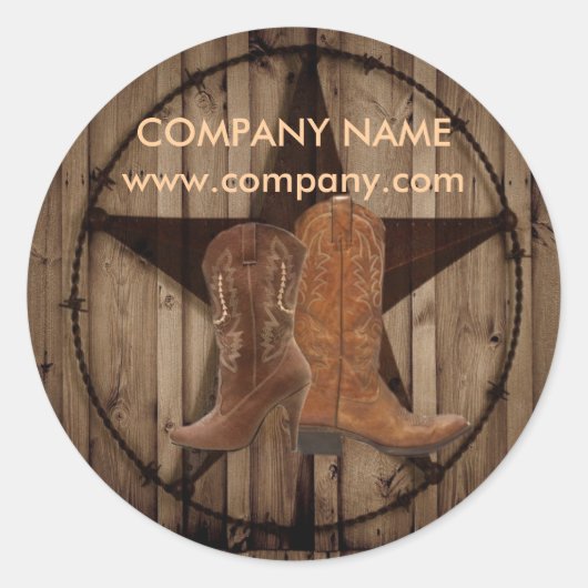 cowboylaarzen western land ronde sticker (Voorkant)