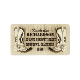 Cowboylaarzen westerne adresetiketten etiket