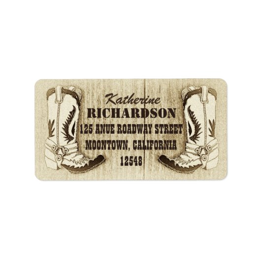 Cowboylaarzen westerne adresetiketten etiket (Voorkant)