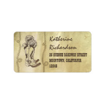 Cowboylaarzen westerne adresetiketten