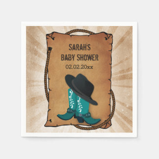 Cowboylaarzen westerne gepersonaliseerde feestserv servetten