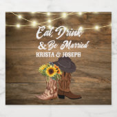 Cowboylaarzen Zonnebloem Westerne bruiloft Bier Etiket (Enkel label)