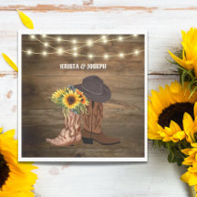 Cowboylaarzen Zonnebloem Westerne huwelijksgunst