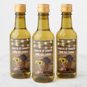 Cowboylaarzen Zonnebloem Westerne huwelijksgunst Wijn Etiket (Flessen)