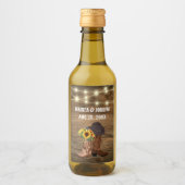 Cowboylaarzen Zonnebloem Westerne huwelijksgunst Wijn Etiket (Voorkant)